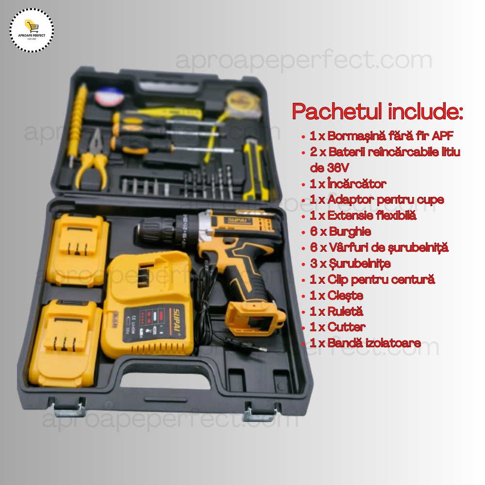 Bormașină Fără Fir cu 2x48Vf Baterii Reîncărcabile Litiu