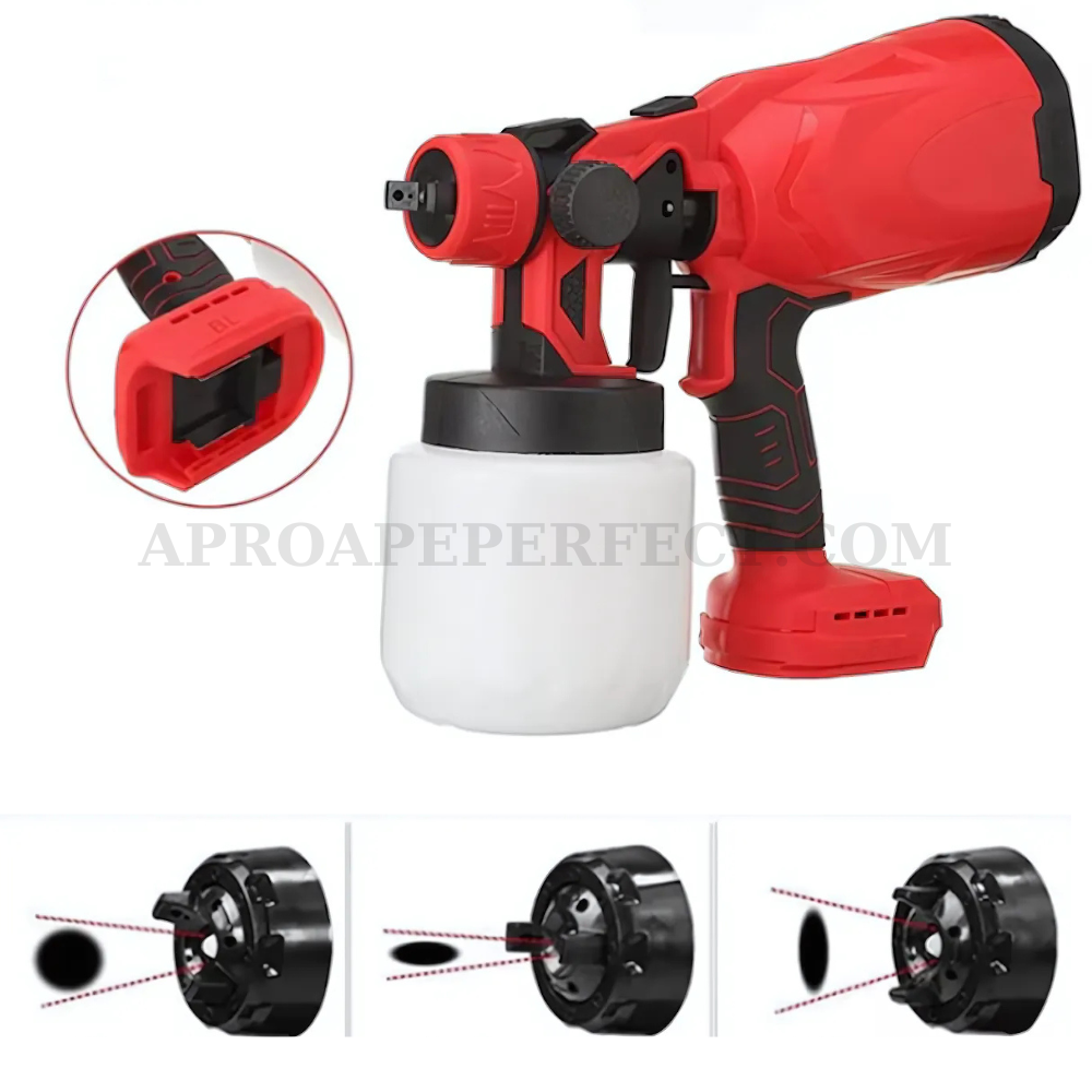 Pistol de vopsit fără fir cu 3 modele de pulverizare și buton reglabil – Ideal pentru proiecte DIY și profesionale