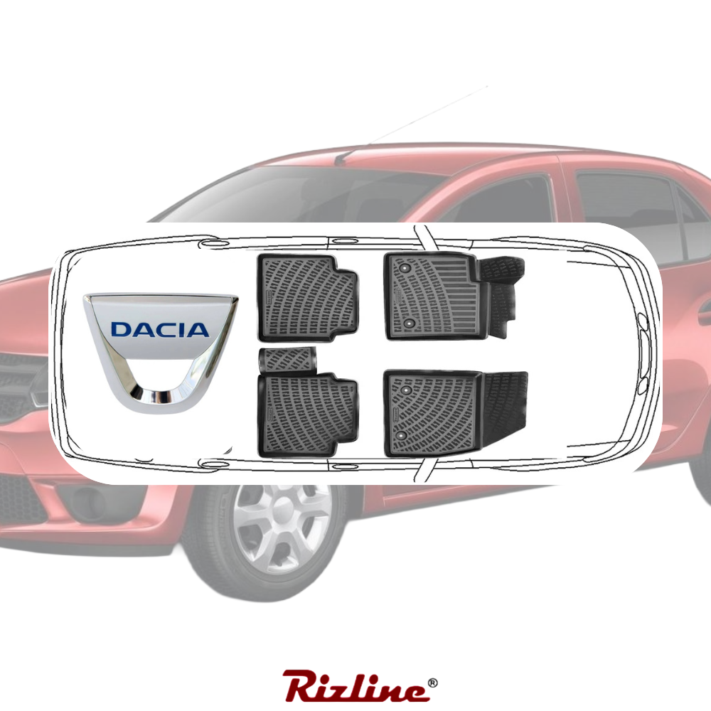 Rizline 3D-Fußmatten für Automatten – Dacia Logan 2 Limousine (2013–2021) – Vordersitz-Set