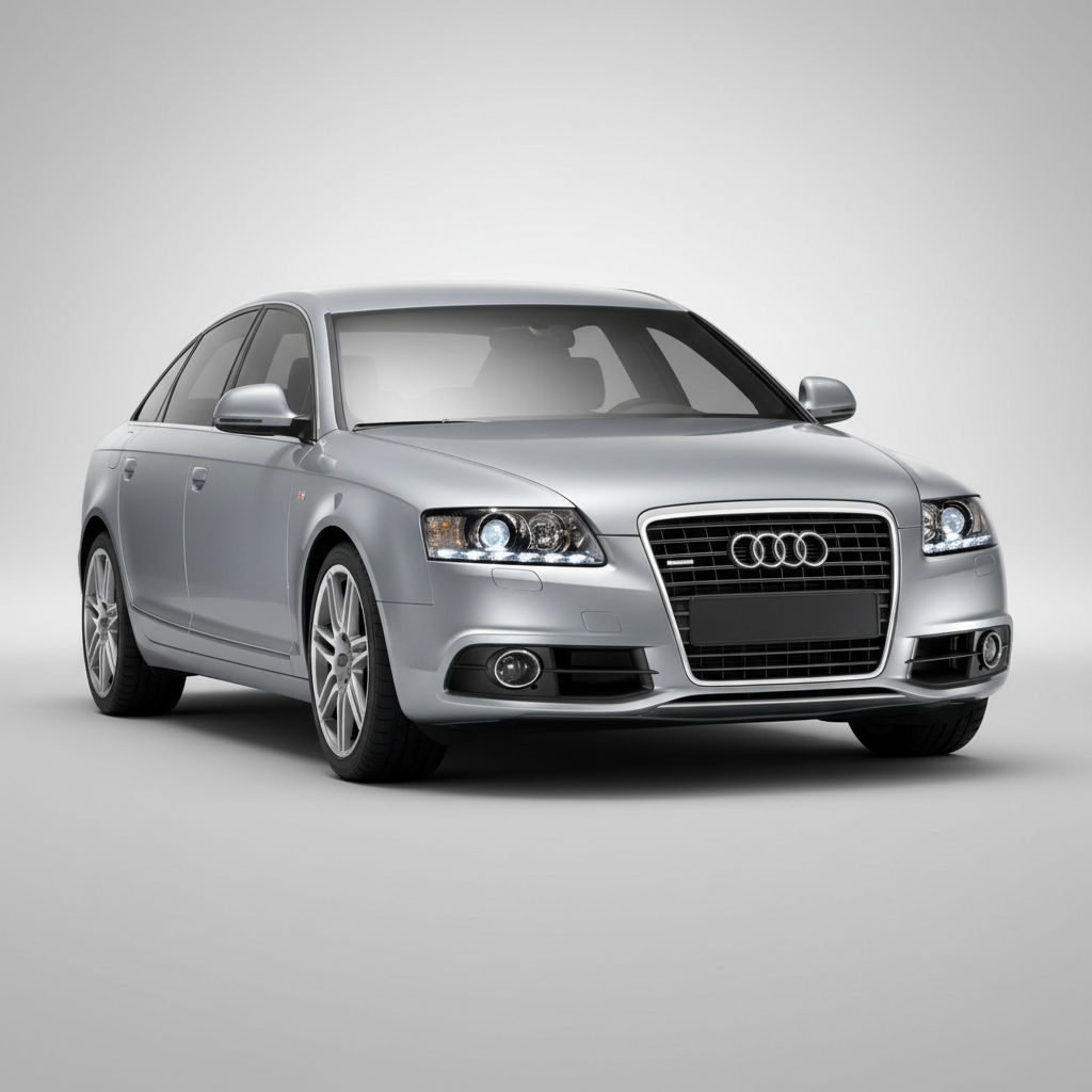 Silver Audi car on a white background