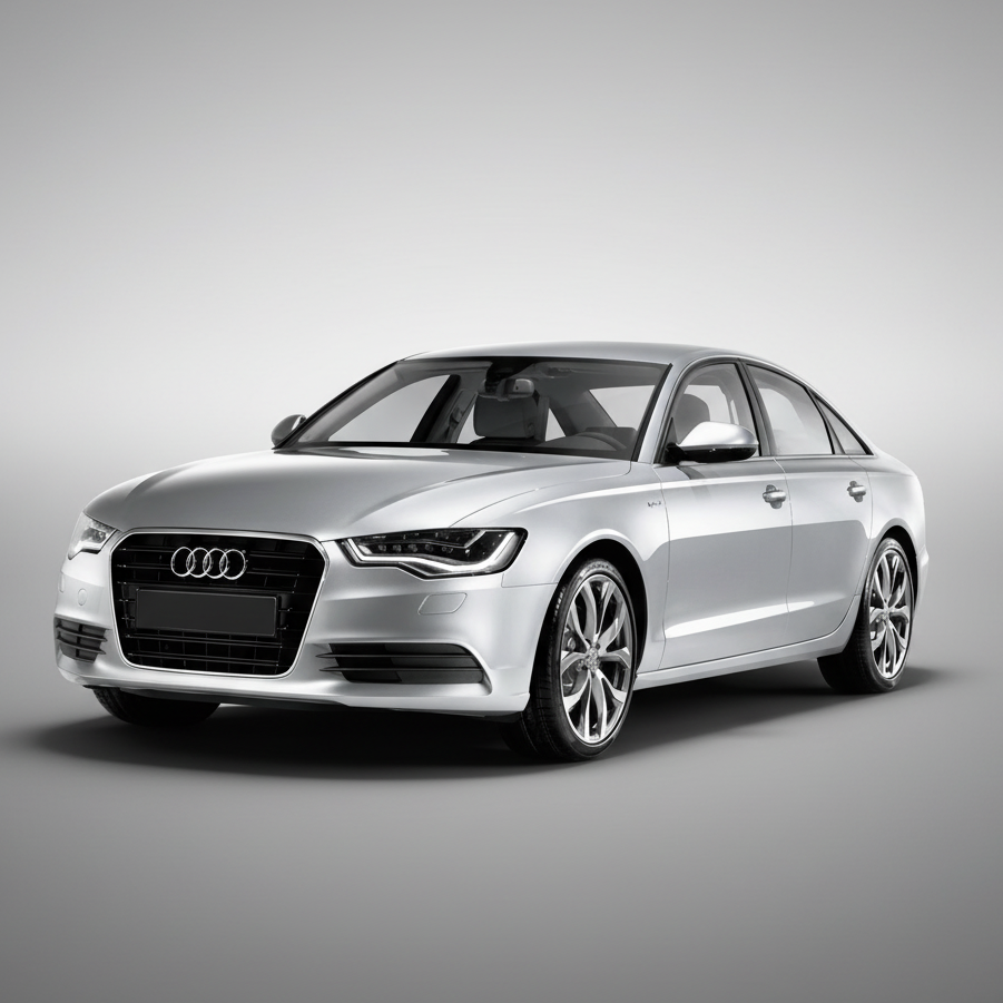 Silver Audi car on a gray background