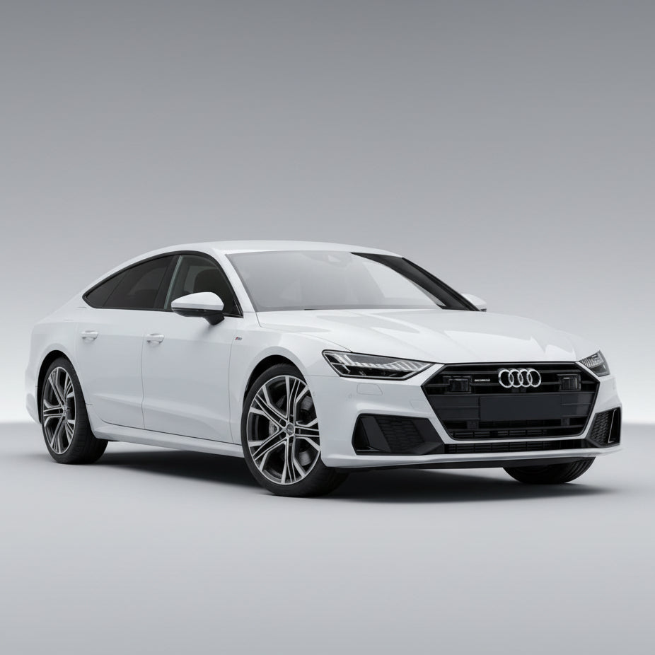 White Audi car on a gray background