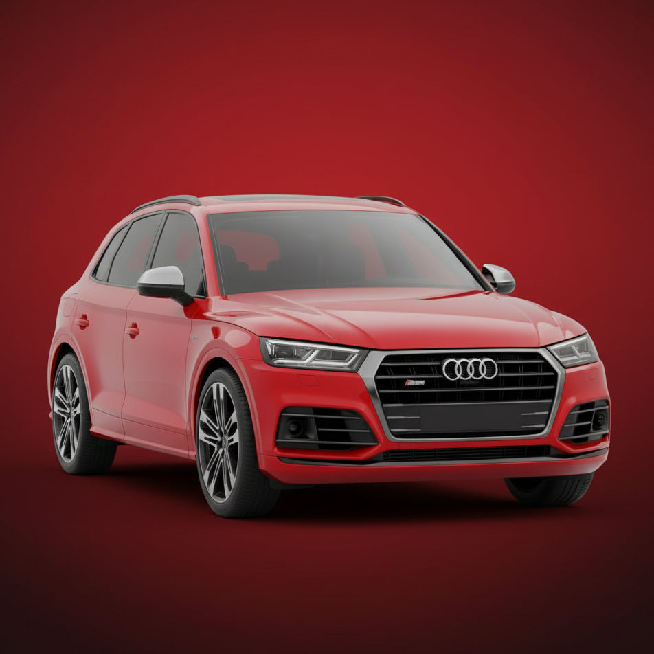 Red Audi SUV on a gray background