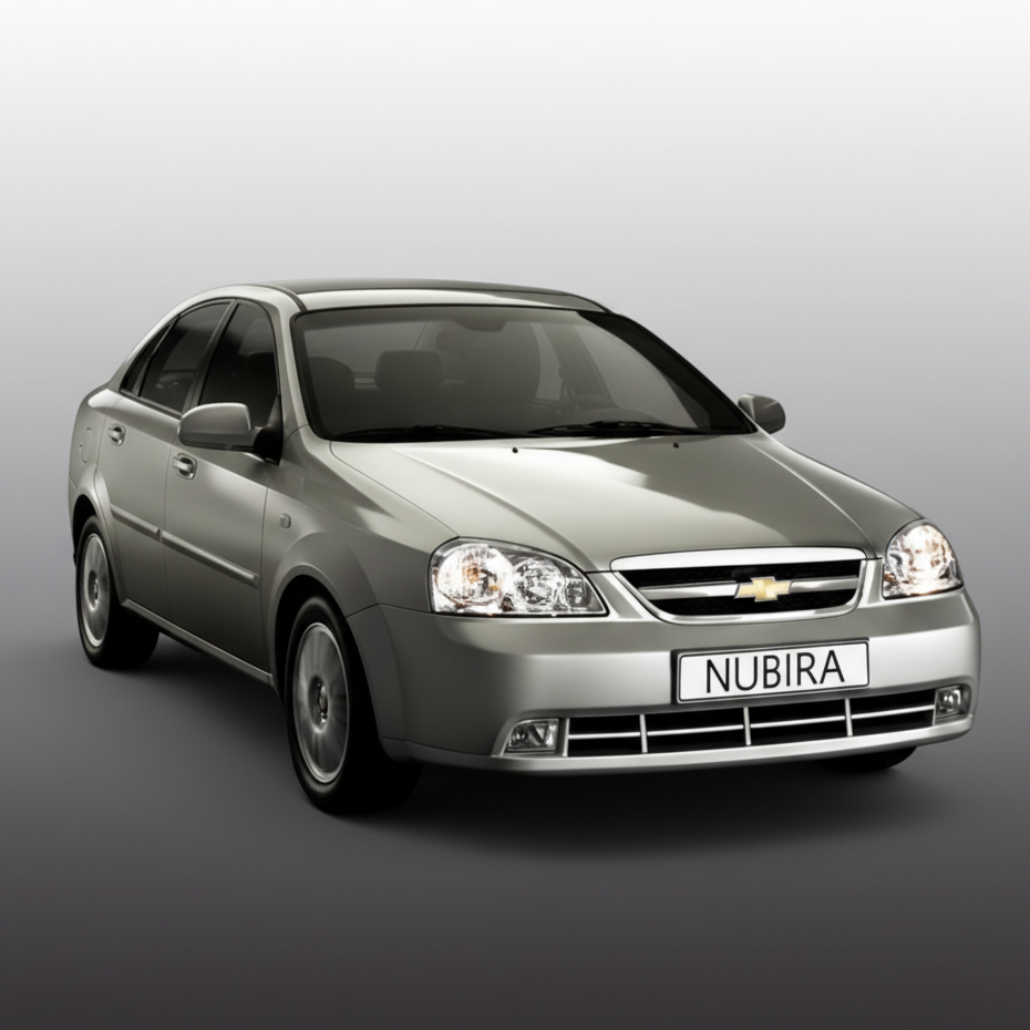 Silver Chevrolet Nubira car on a white background