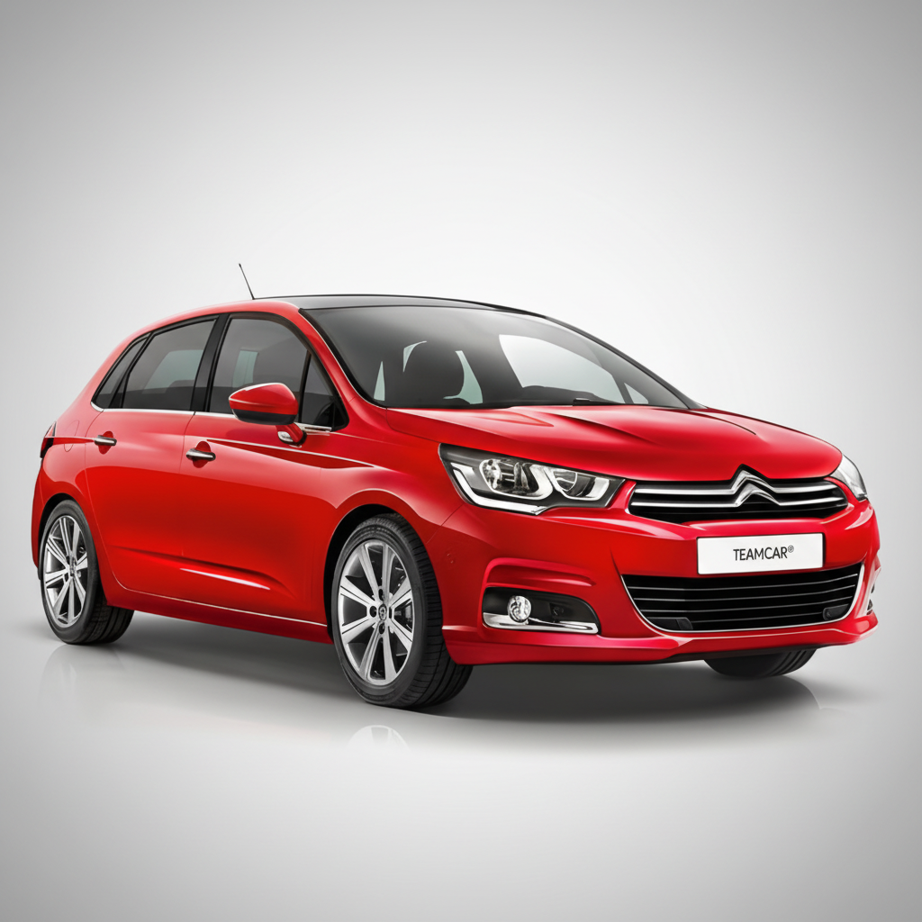 Red Citroën C4 II (2010–2018) car on a white background