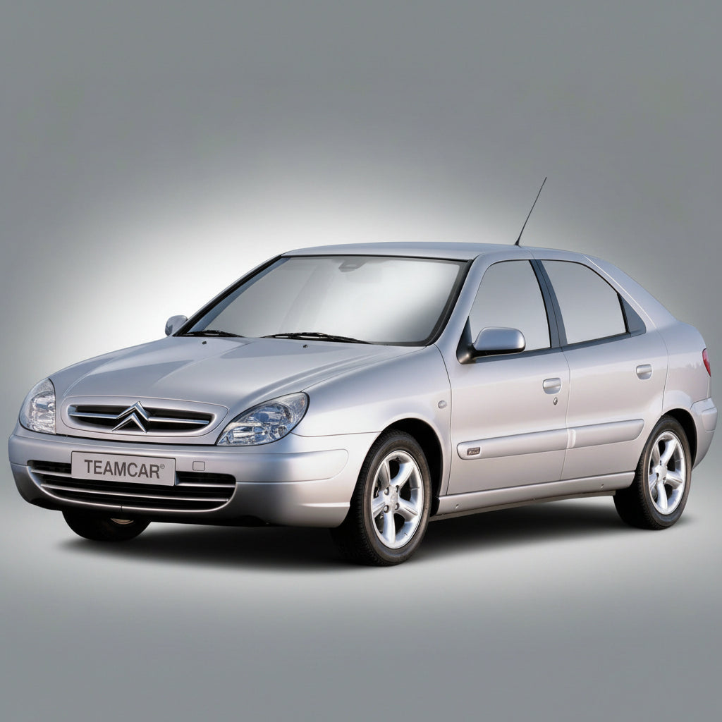 Silver Citroën Xsara (1997–2006) on a gray background