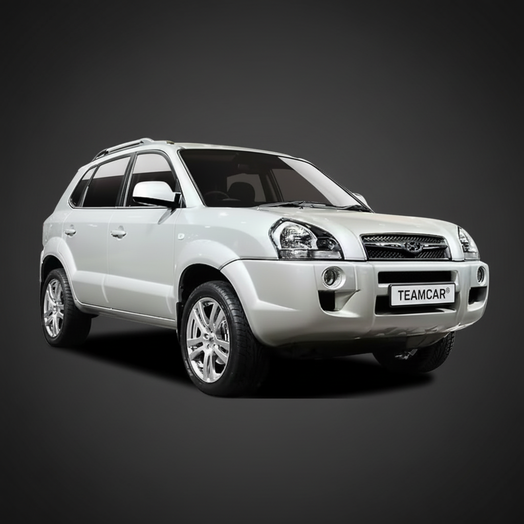 Silver Hyundai Tucson SUV on a white background