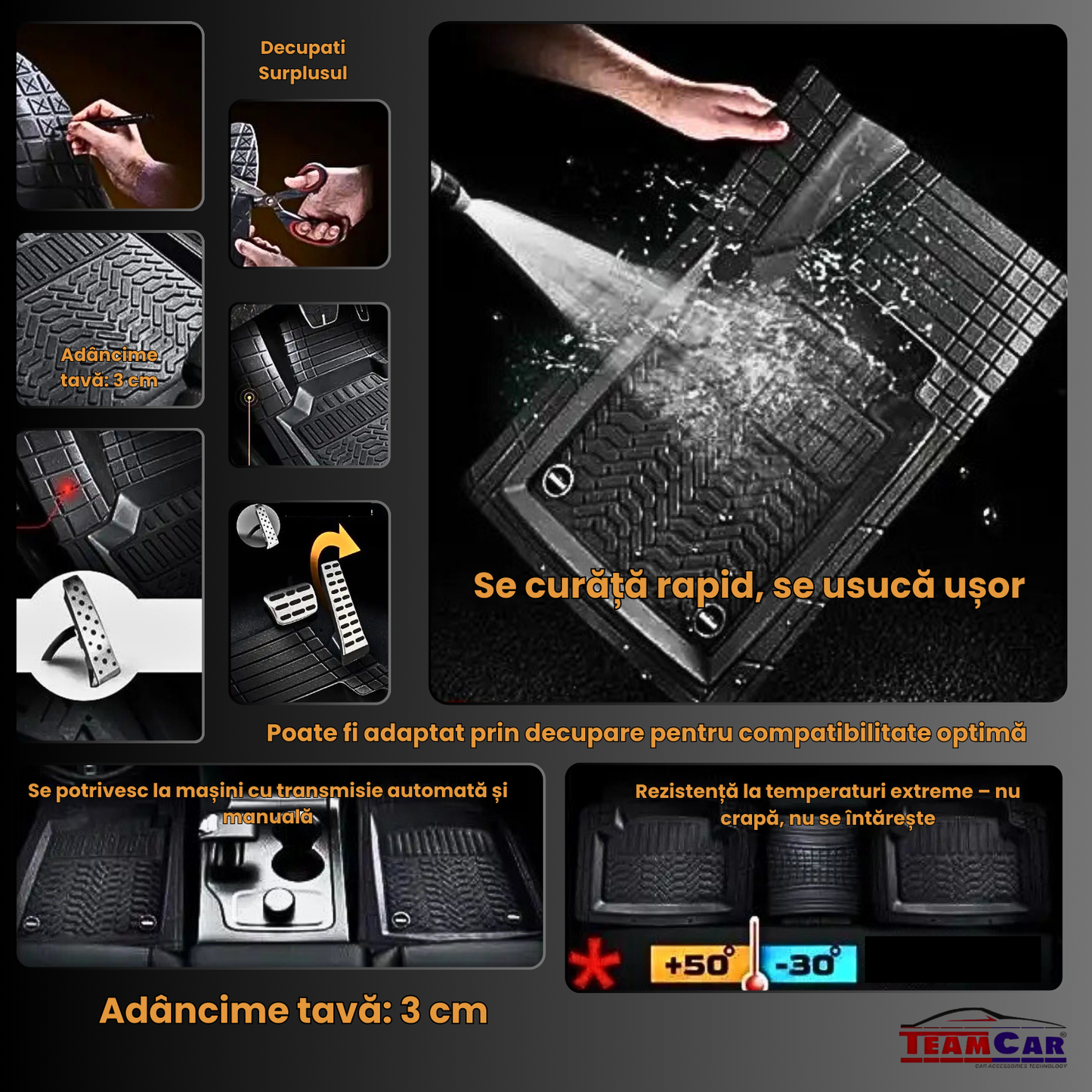 Covorase auto originale vedere detaliata spalare cu apa