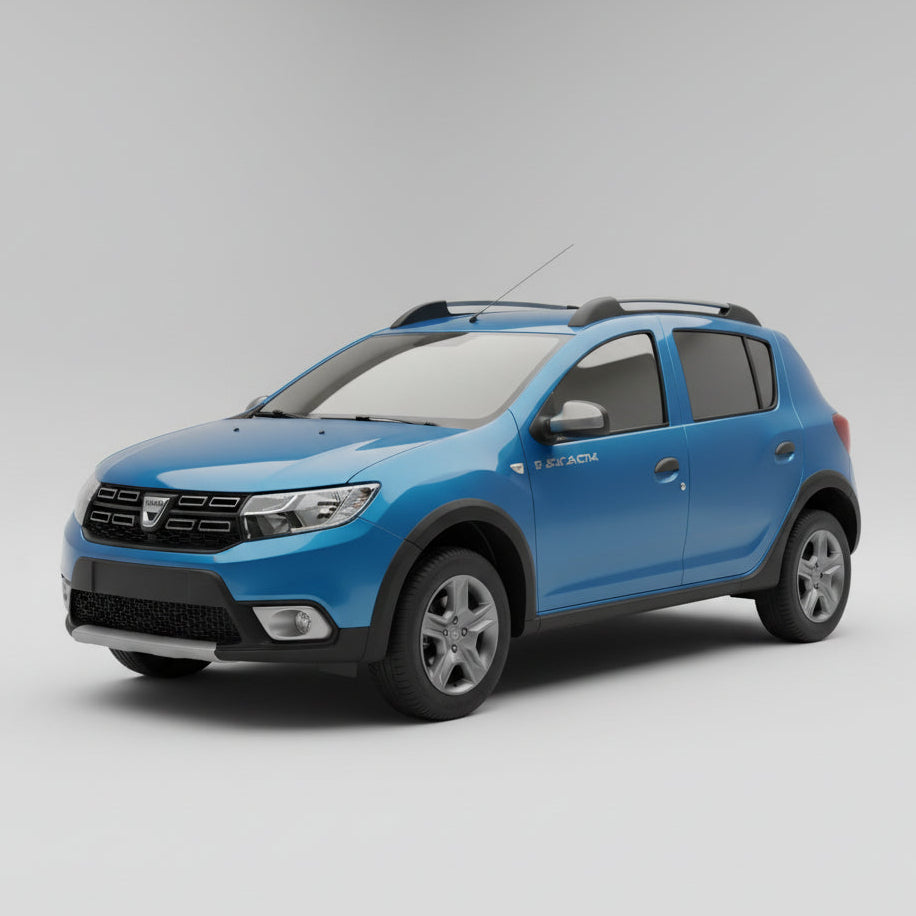 Blue SUV on a gray background