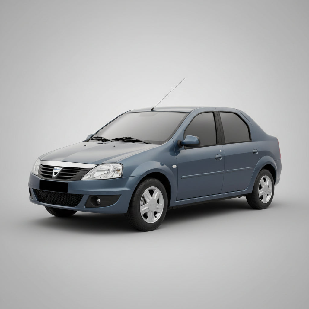 Gray Dacia Logan 2008 on a gray background
