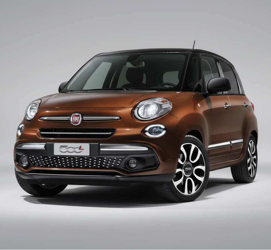 Brown Fiat car on a white background