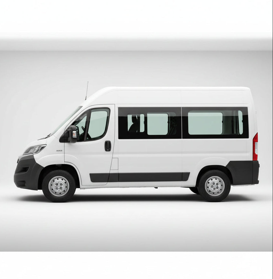 White van on a gray background