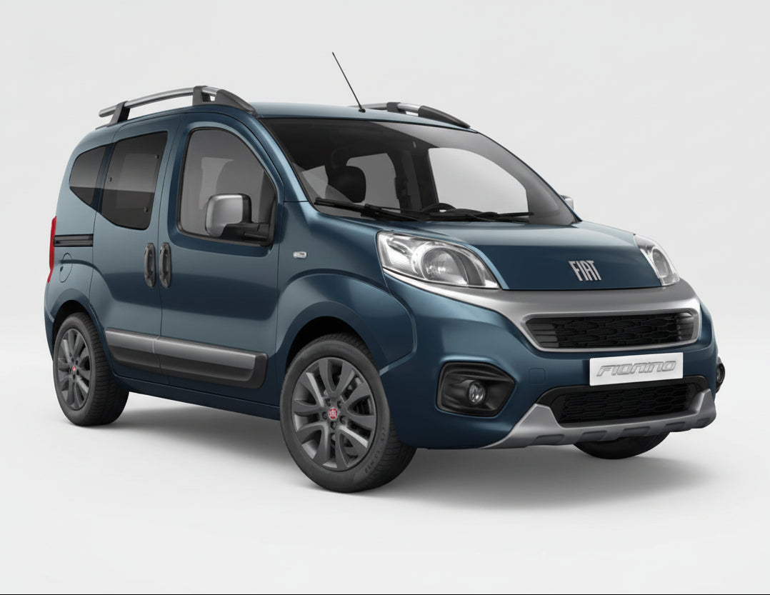 Blue Fiat van on a white background