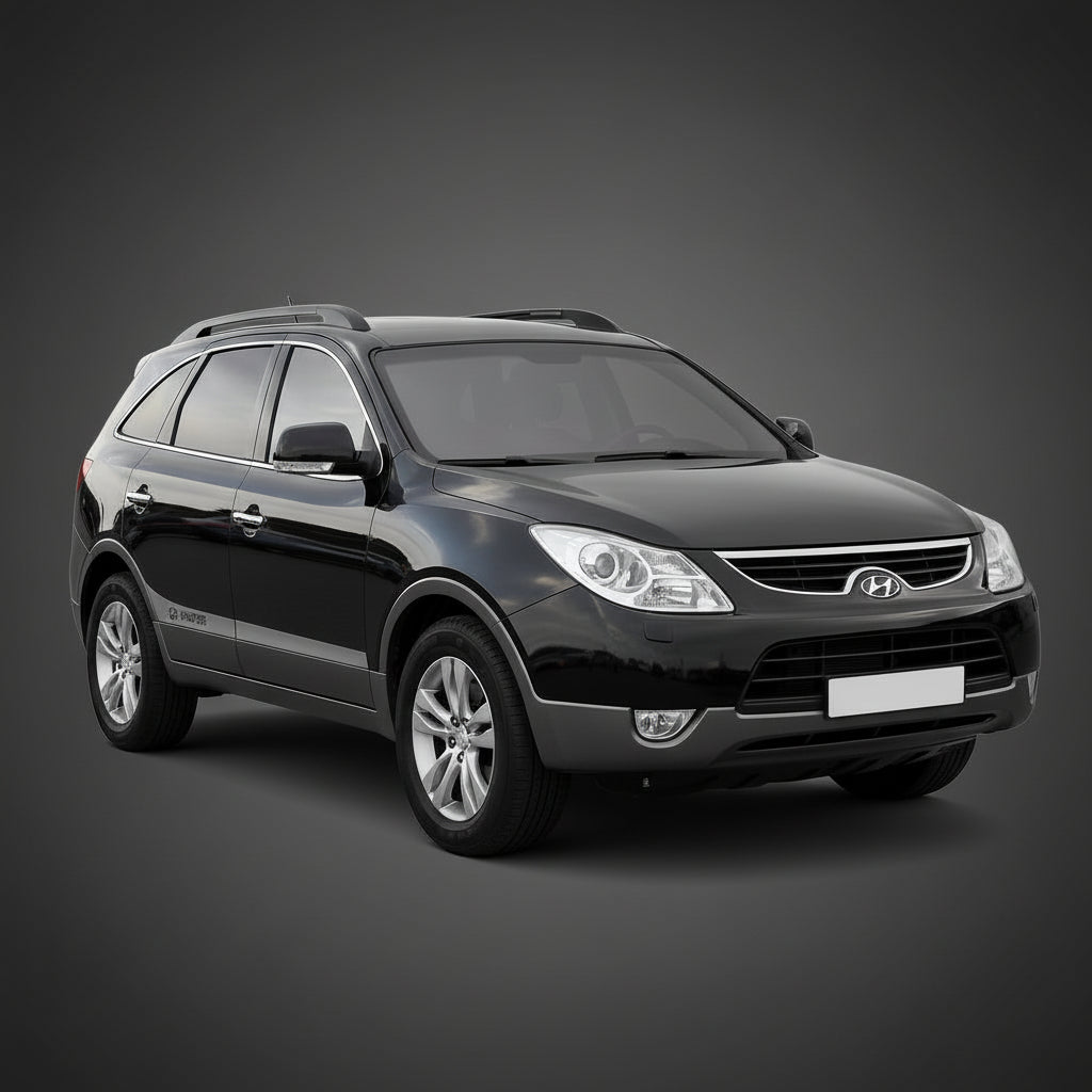 Black Hyundai SUV on a gray background