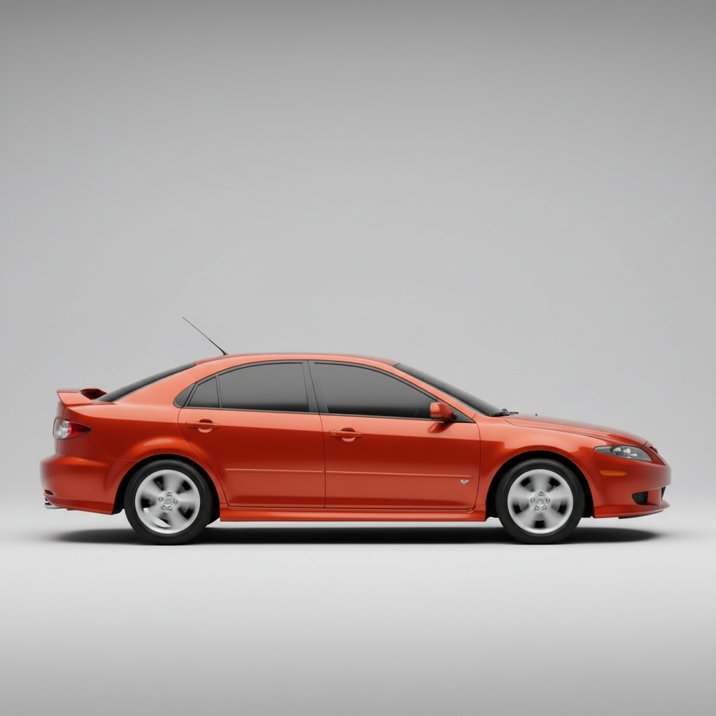 Narancssárga cMazda 6 Hatchback 5 ajtós GG3 (2002–2008) fehér alapon