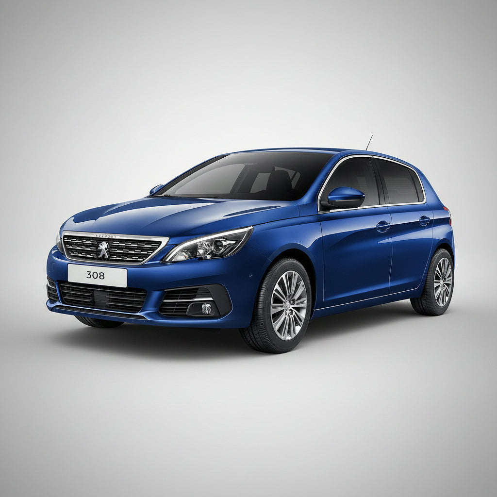 Blue car on a white background