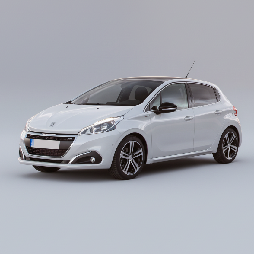 White Peugeot 208 I 5 doors (A9, 2012–2019) on a white background