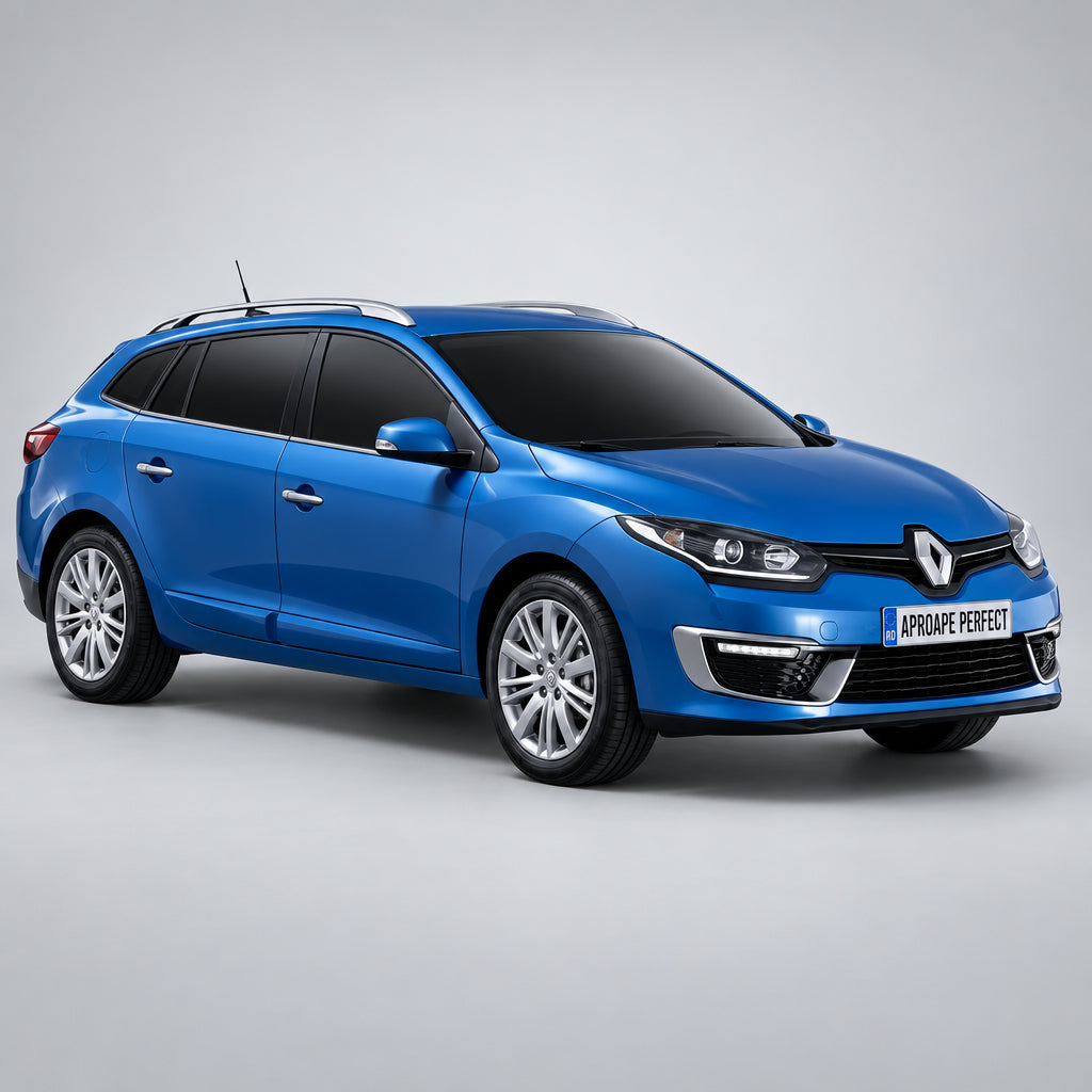 Renault Megane III Combi Van KZ albastru pe fundal gri.