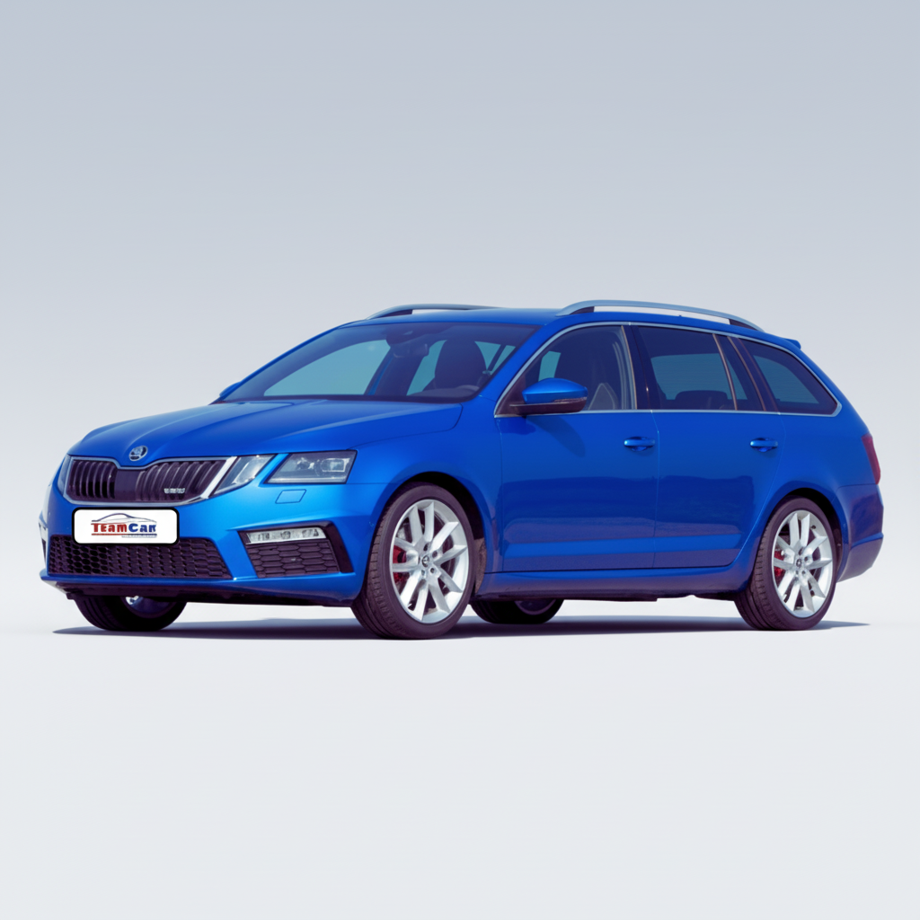 Blue Skoda Octavia III Combi (2017–2020) on a white background
