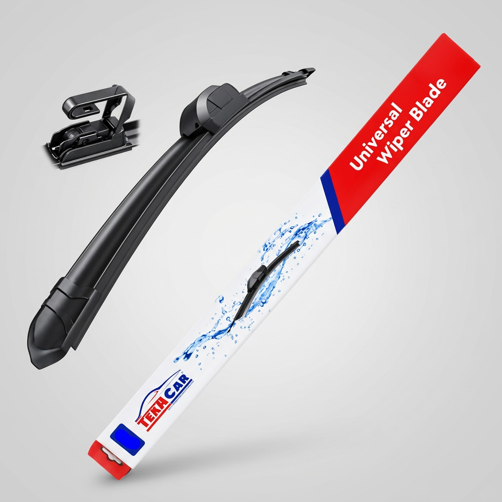 Ștergător flat cu prindere cîrlig și ambalaj pe fundal alb.