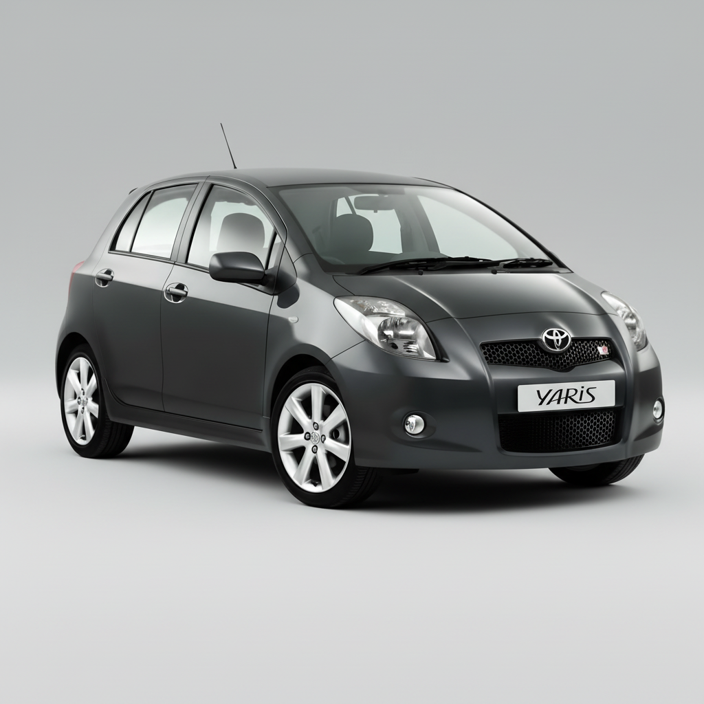 Gray Toyota Yaris car on a white background
