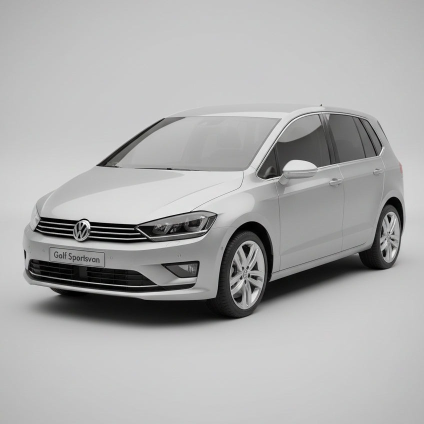 White Volkswagen Golf Sportwagen on a gray background