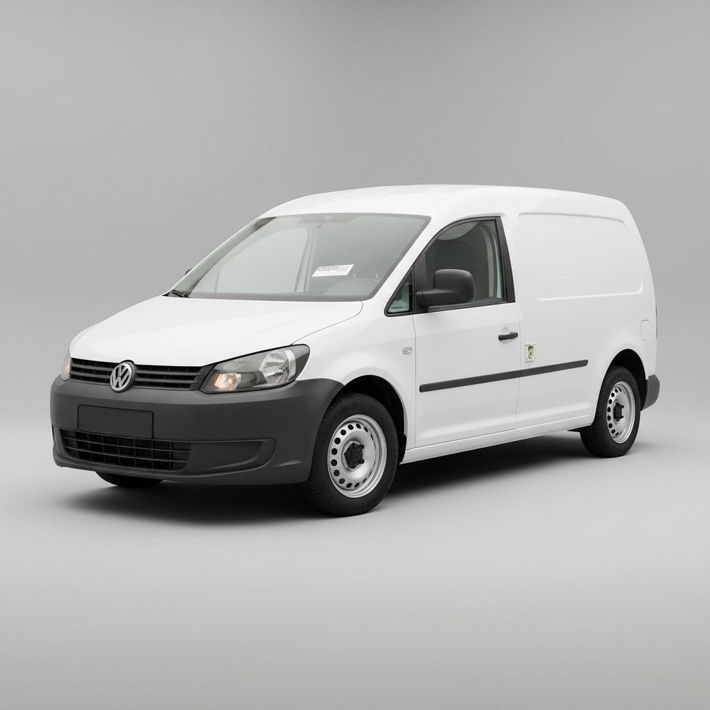 White Volkswagen van on a gray background