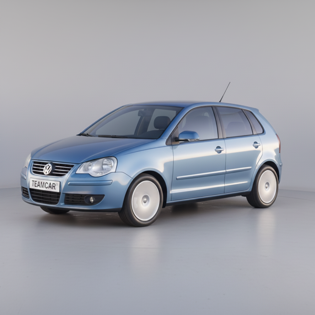 Blue Volkswagen car on a gray background