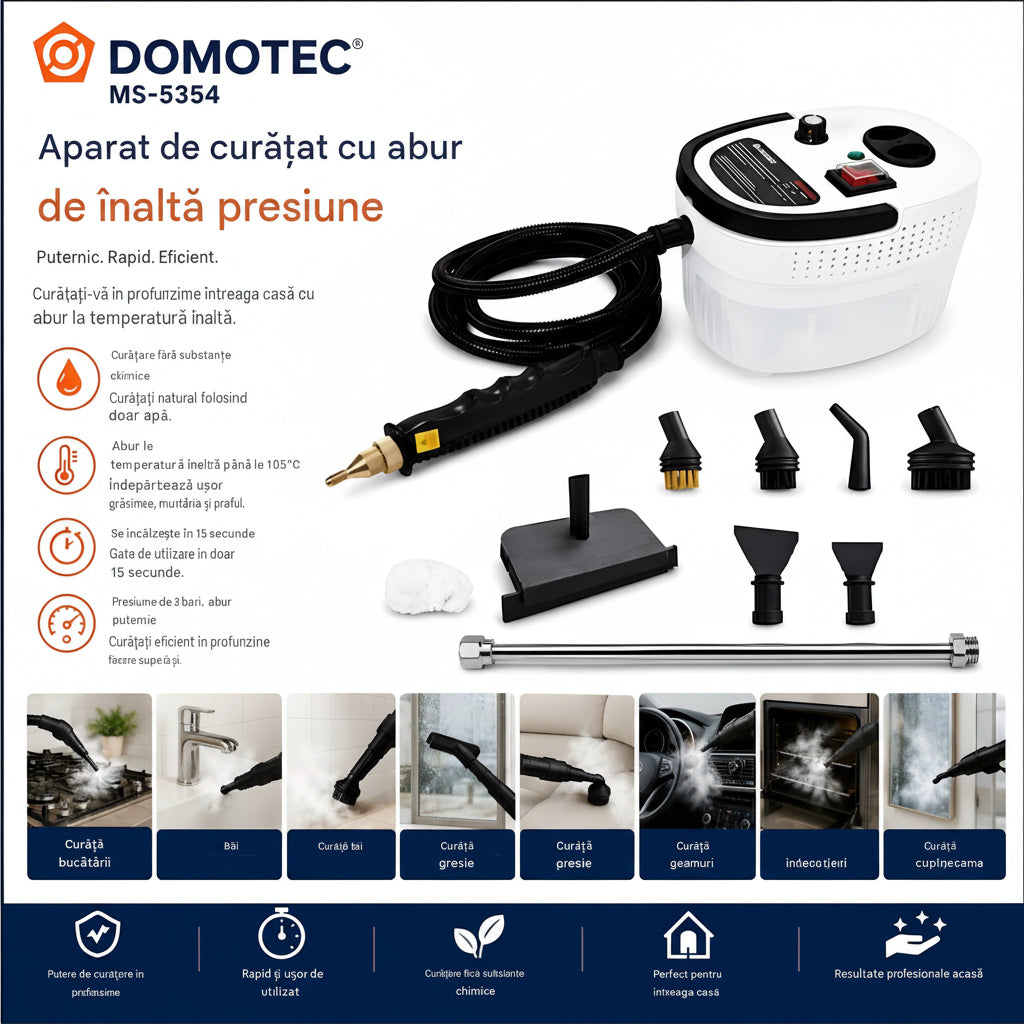 Prezentare Aparatul portabil de curățat cu aburi Domotec® Premium Version (3200W)