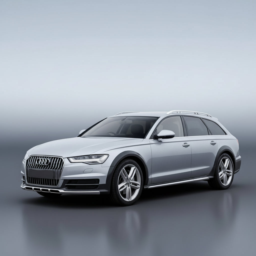 Silver Audi car on a gray background