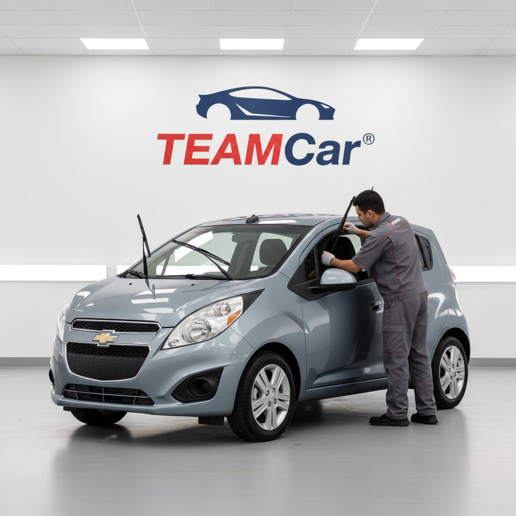 Gray Chevrolet Spark on a white background