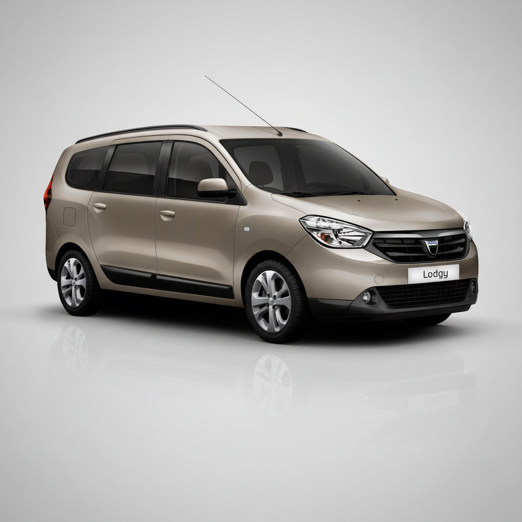 Beige Dacia Lodgy minivan on a white background
