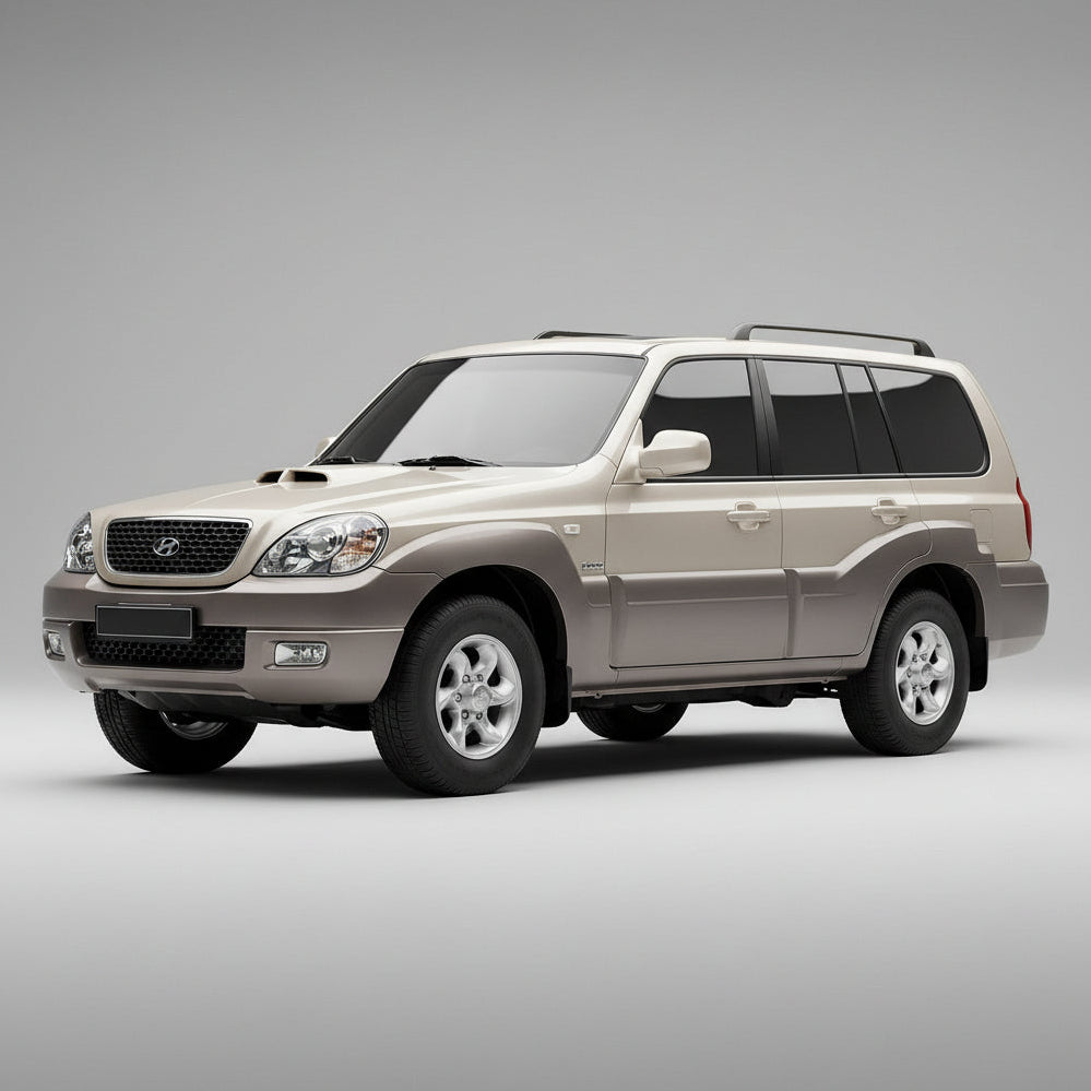 Beige SUV on a gray background