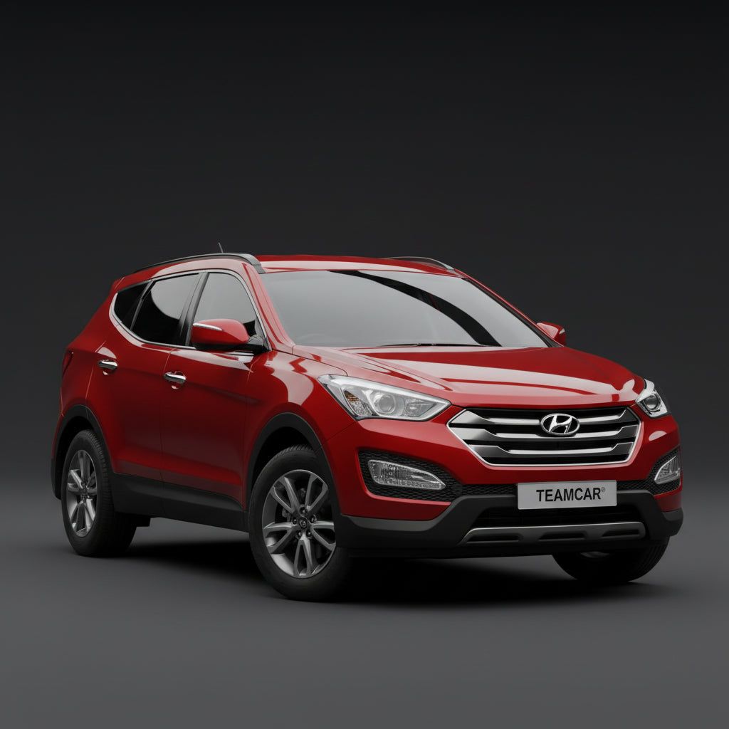 Red SUV with 'TEAMCAR' branding on a dark background