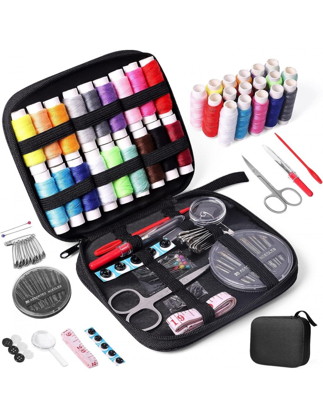 Set Mini Mașină de Cusut Portabilă Handy Stitch + Set 86 Articole Cusut cu Geantă Transport