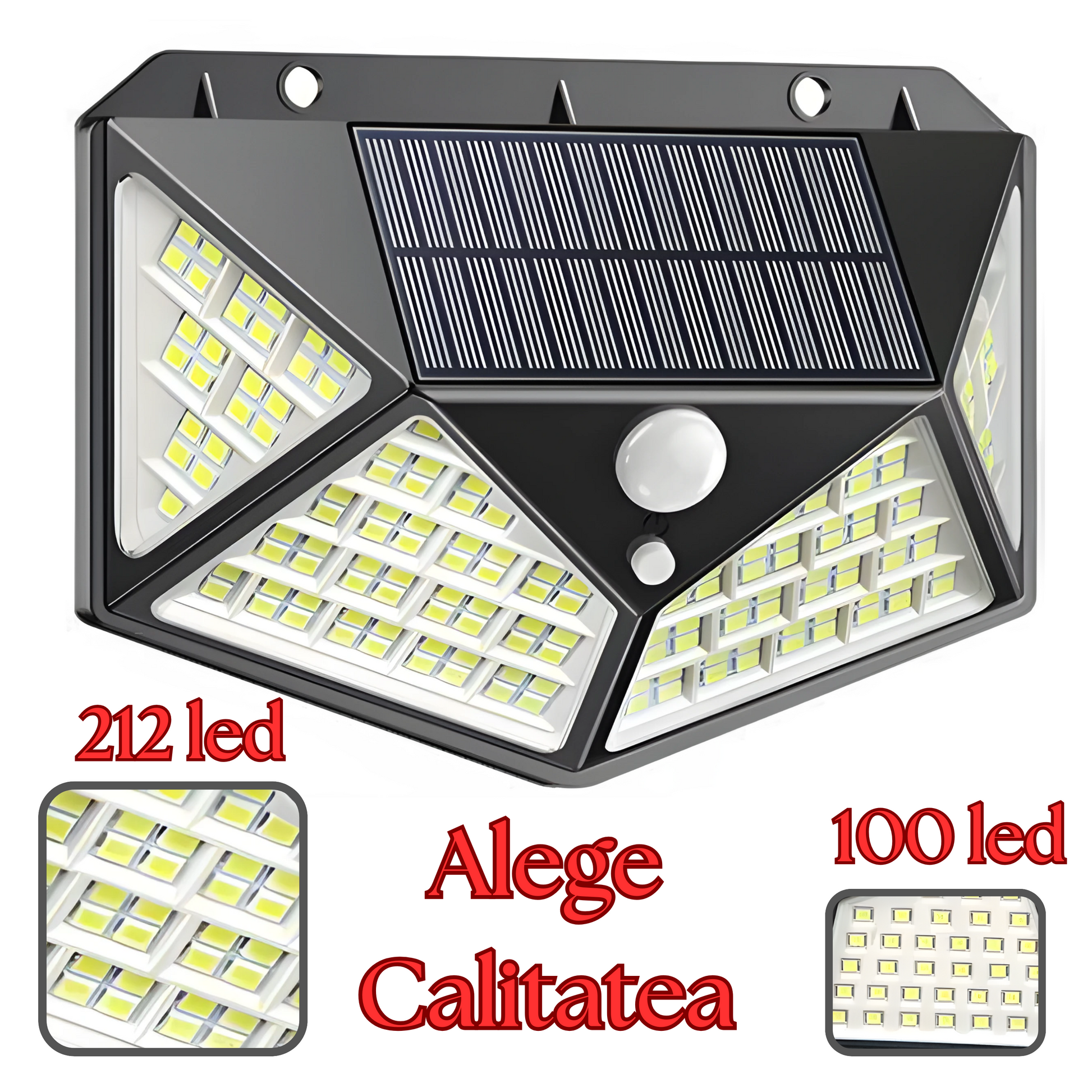 Lampa Solara Cu 4 Panouri Led,senzor de mișcare și 212 led