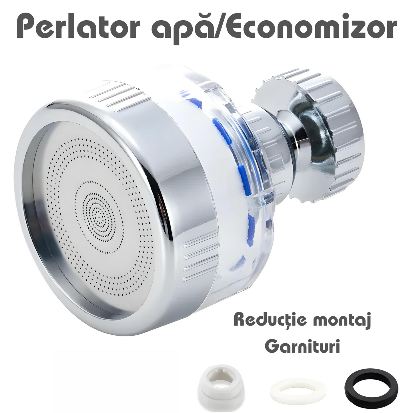 Kit 2 Piese AeratorRobinet Rotativ 360° cu Filtru - EconomisireaApei și FiltrareaInBaie sau Bucătărie