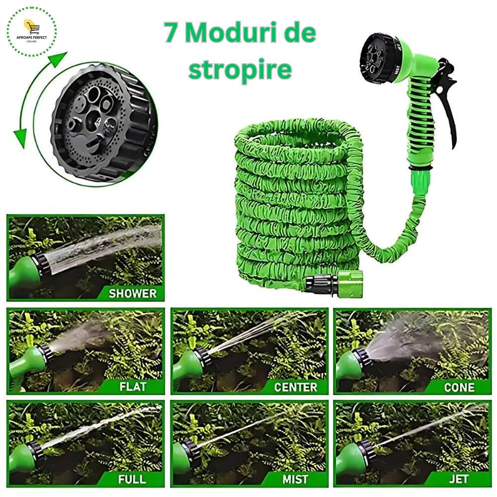 Furtun Grădină Extensibil APF, Ø 12.5 mm, 4 bar, L 30 m, 2 Accesorii Incluse + Suport Furtun Gratuit