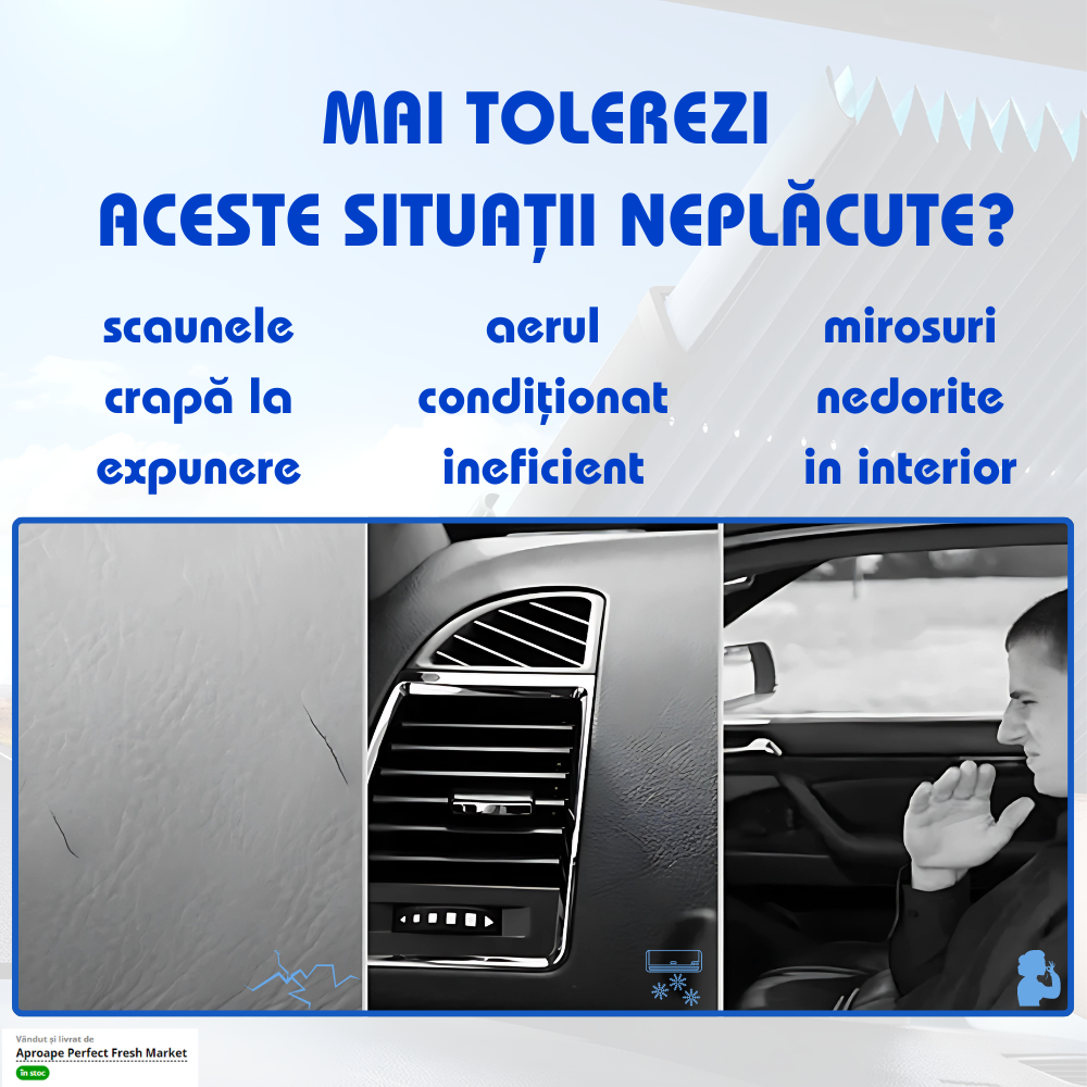 Parasolar Auto Retractabil pentru Blocarea Soarelui și Izolație Termică