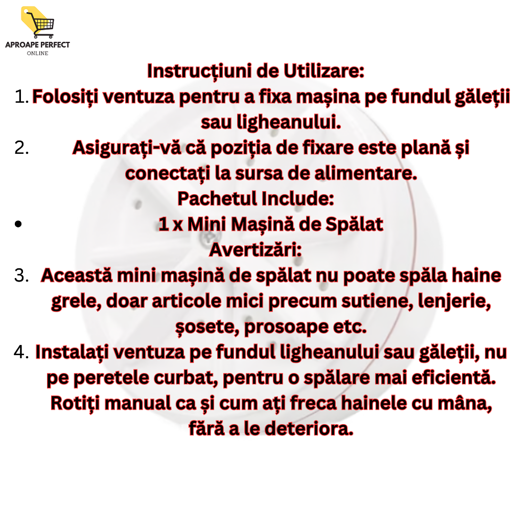 Mini Mașină de Spălat Portabilă, Alimentată prin USB, Silențioasă