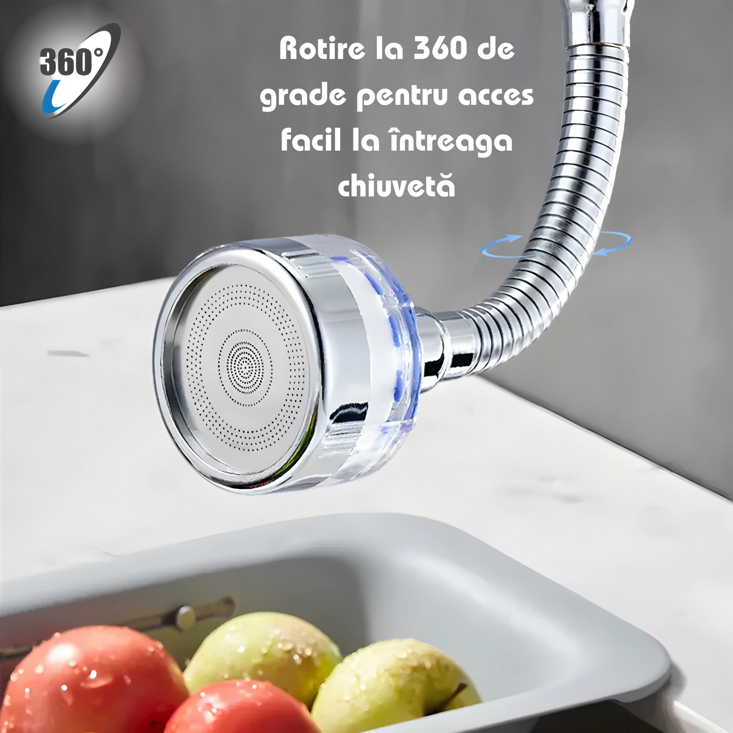 Kit 2 Piese AeratorRobinet Rotativ 360° cu Filtru - EconomisireaApei și FiltrareaInBaie sau Bucătărie