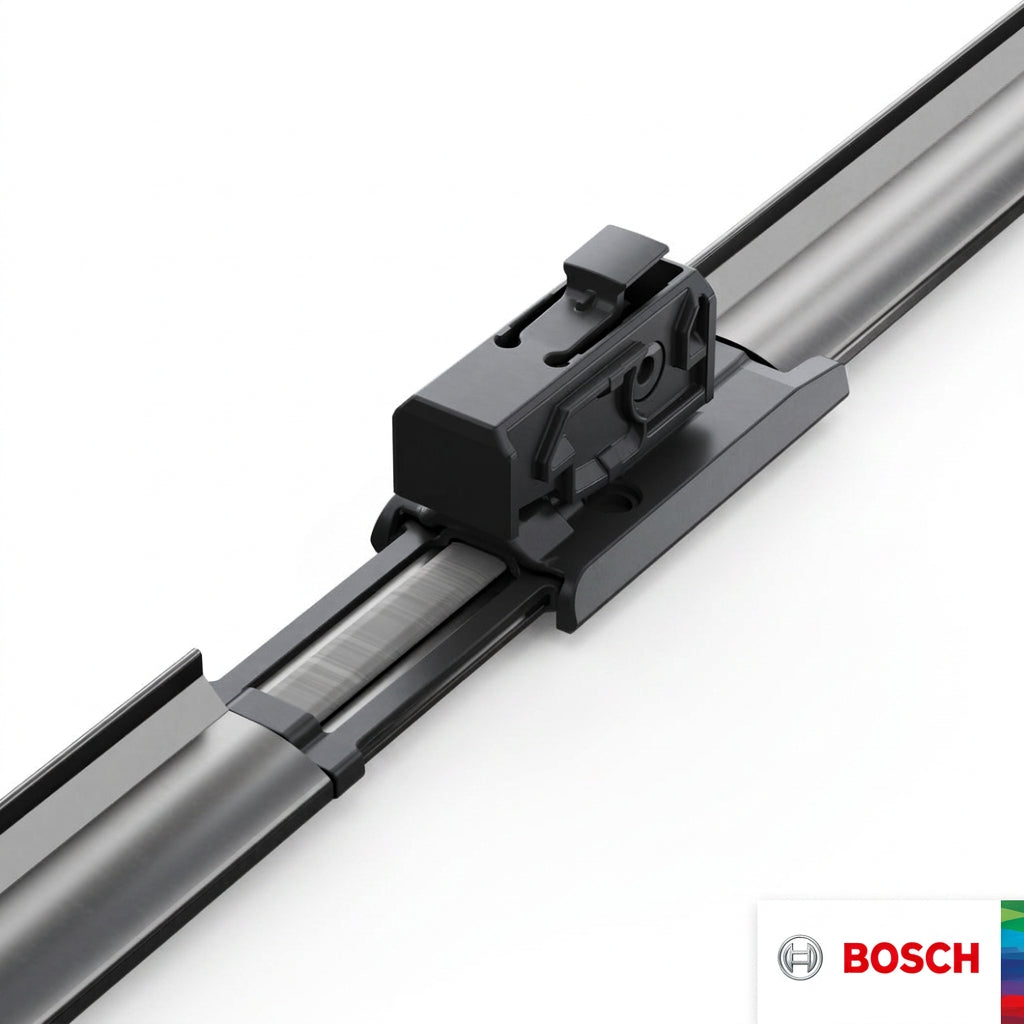 Detaliu al adaptorului original preasamblat Bosch Aerotwin A727S