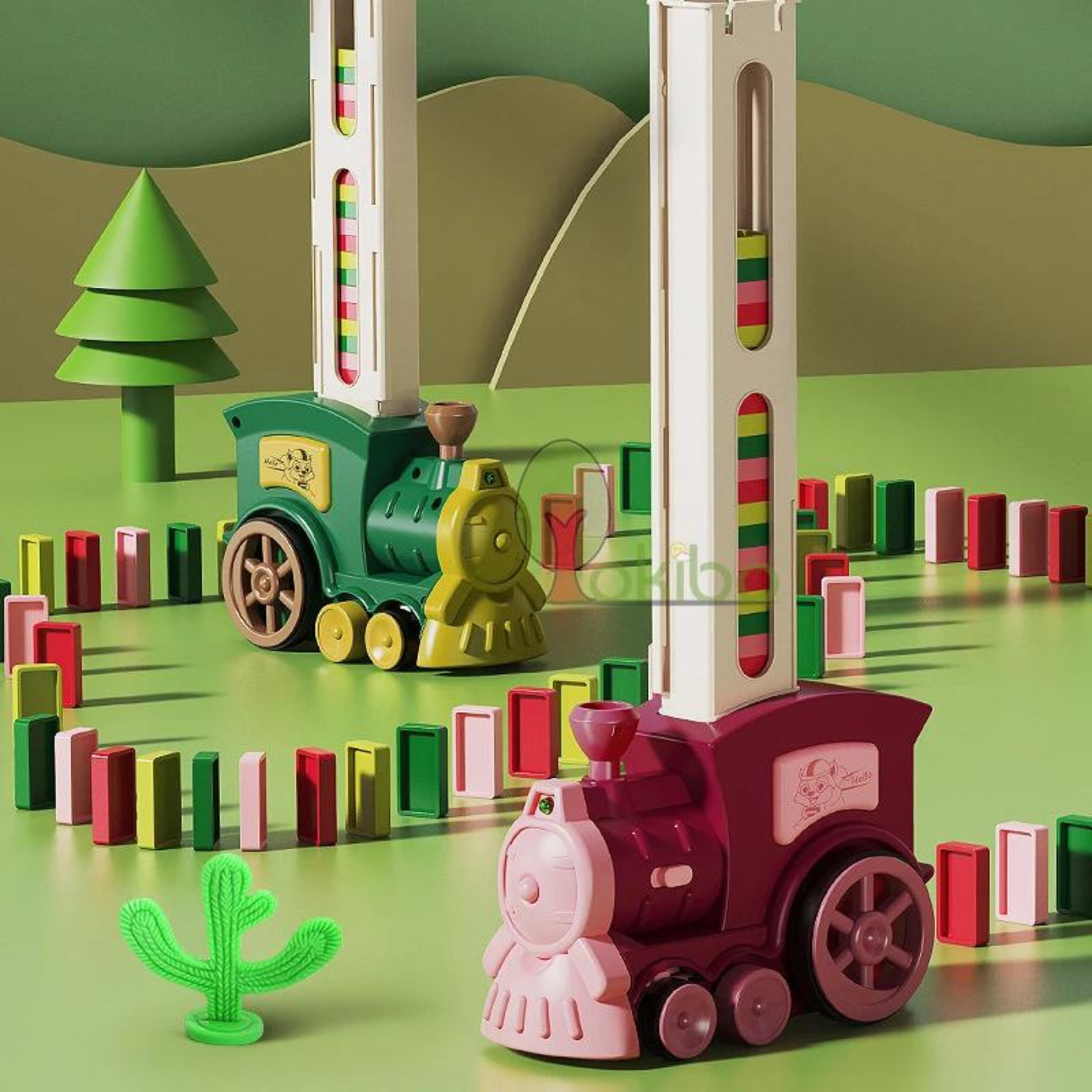 Tren Domino Electric pentru Copii - Set Joc Educativ cu Sunete și Lumini, Ideal pentru Cadouri de Crăciun