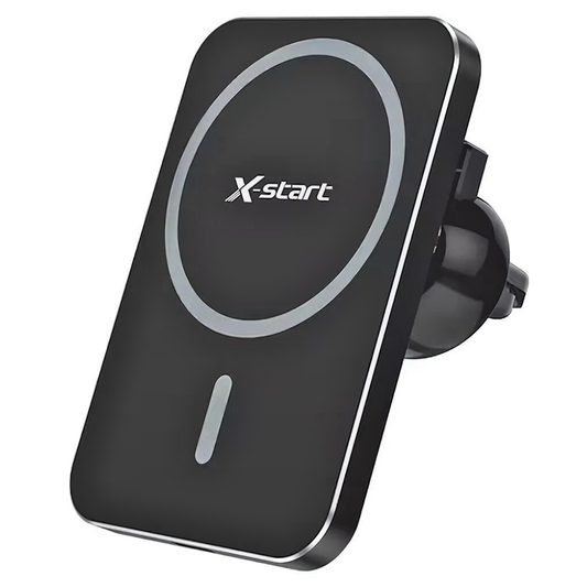 Suport Auto cu Încărcare Wireless X-Start, Încărcare Magnetică, 15W, Negru, Montaj Grilă Ventilație, USB-C