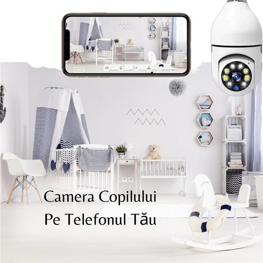 Camera WiFi 2.4G&5G 5MP pentru Exterior, SupraveghereWireless CCTV IP E27, ZoomDigital 4X, Funcție de Urmarire Inteligentă