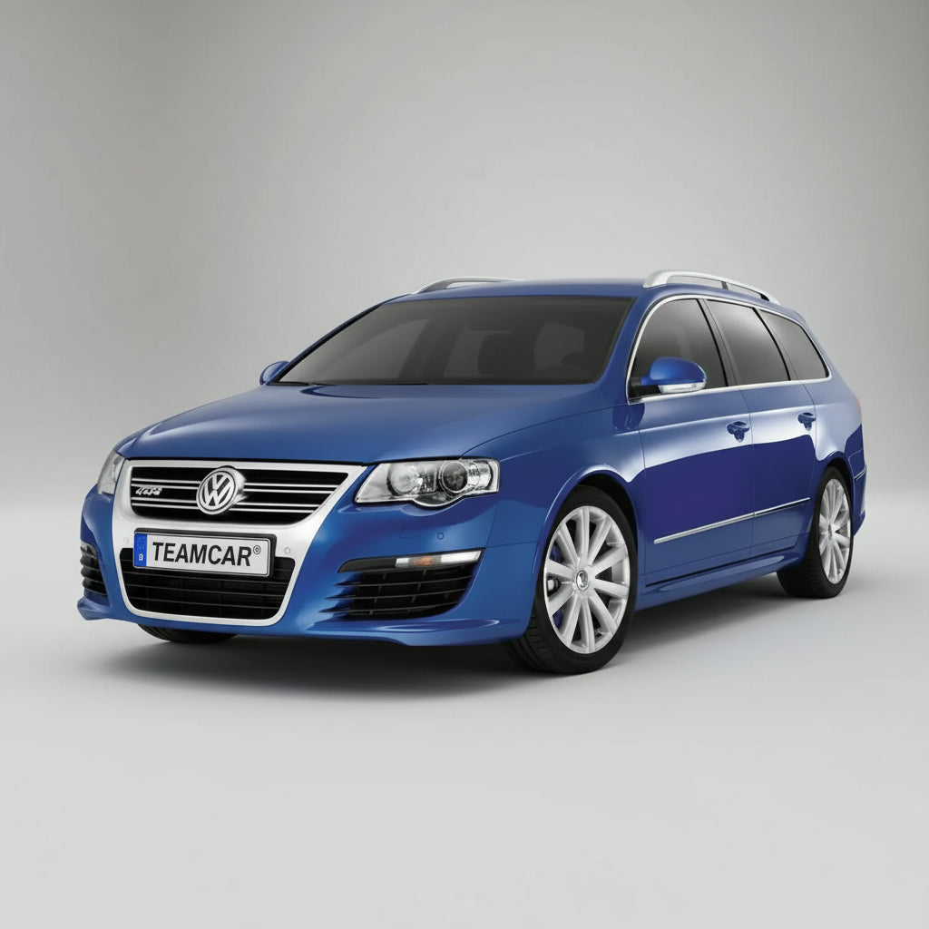 VW Passat B5/B6 variant albastru pe fundal gri