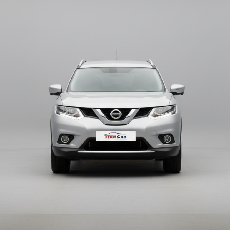 Silver Nissan car on a gray background