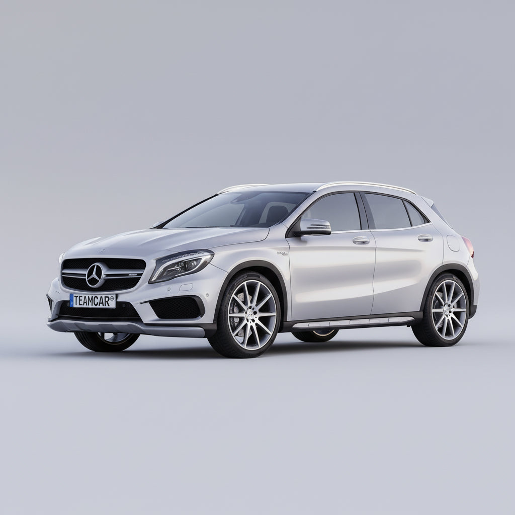 Silver Mercedes-Benz SUV grey background