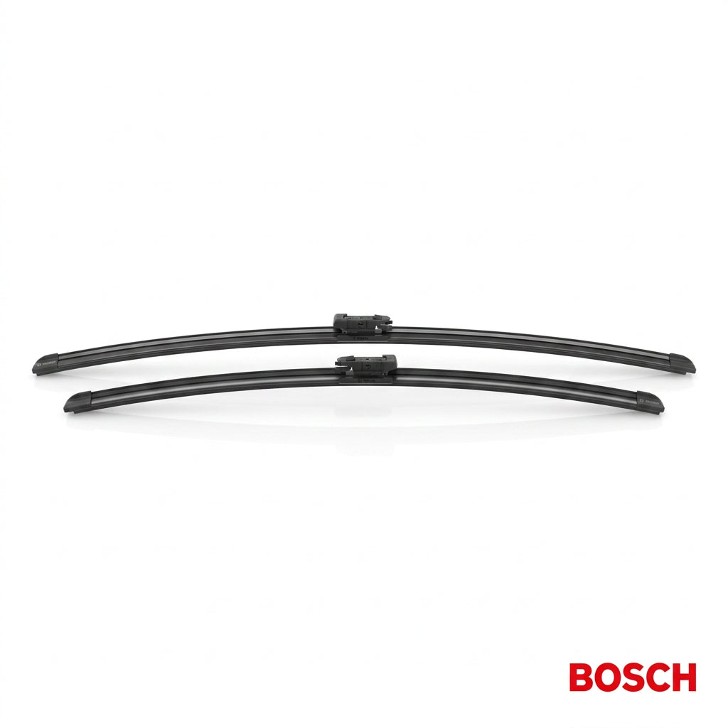 Set de două ștergătoare plate Bosch Aerotwin A641S pe fundal alb