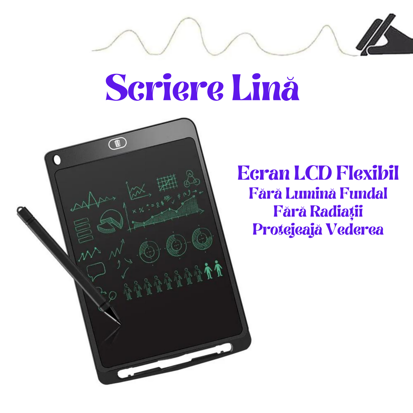 Tableta de Scriere LCD 6.5/12 inch, Tablă de Desen pentru Copii, Jucărie de Scris Graffiti, Tablă de Scris Magica